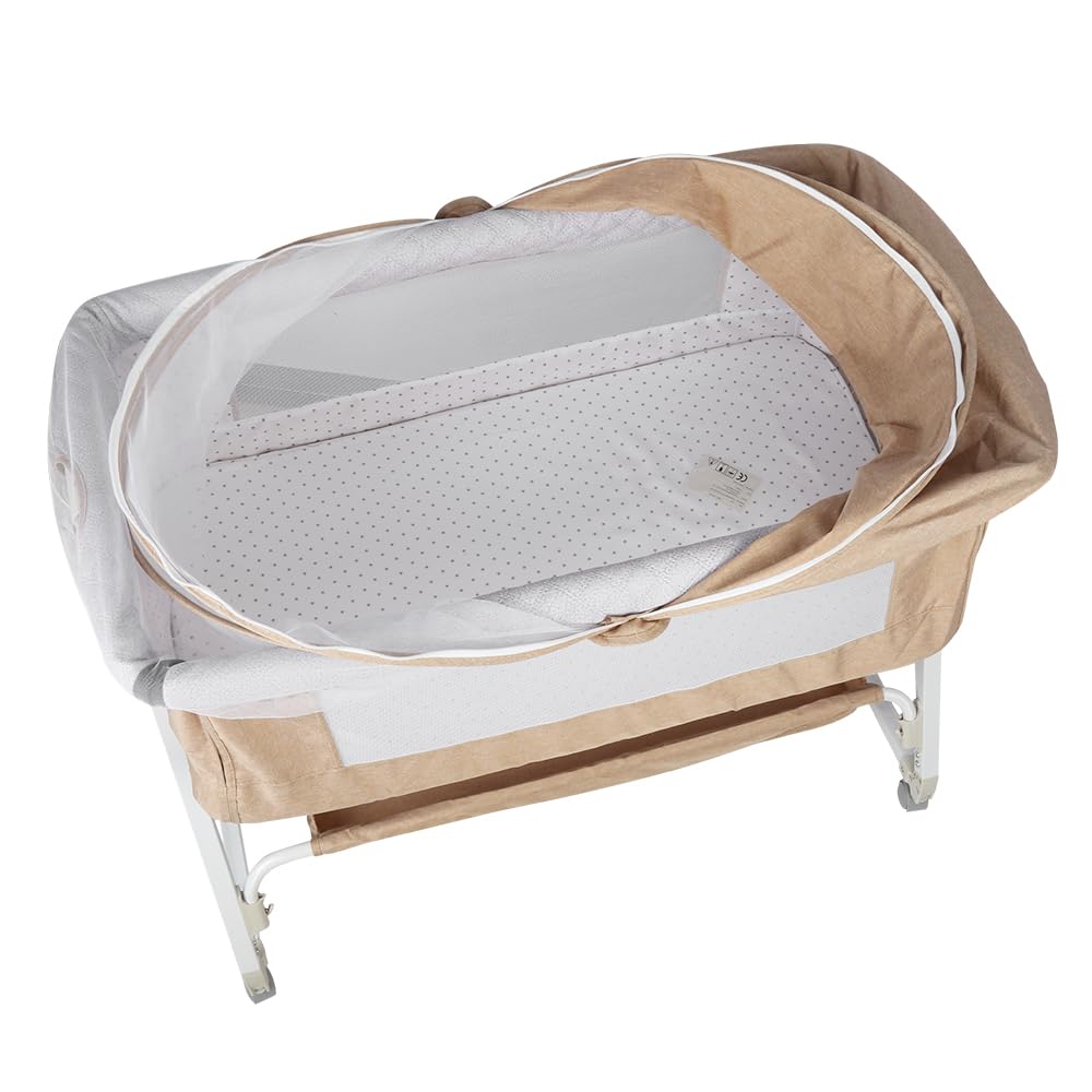 HUOLE Lit Cododo Bebe Berceau Bebe à 4 Niveaux, Couffin pour Dormir Ensemble en Toute Sécurité, Lit d'enfant Portable Facile à Plier pour Nouveau-né/Nourrisson-104 * 52 * 100-110 cm - Blanc cassé
