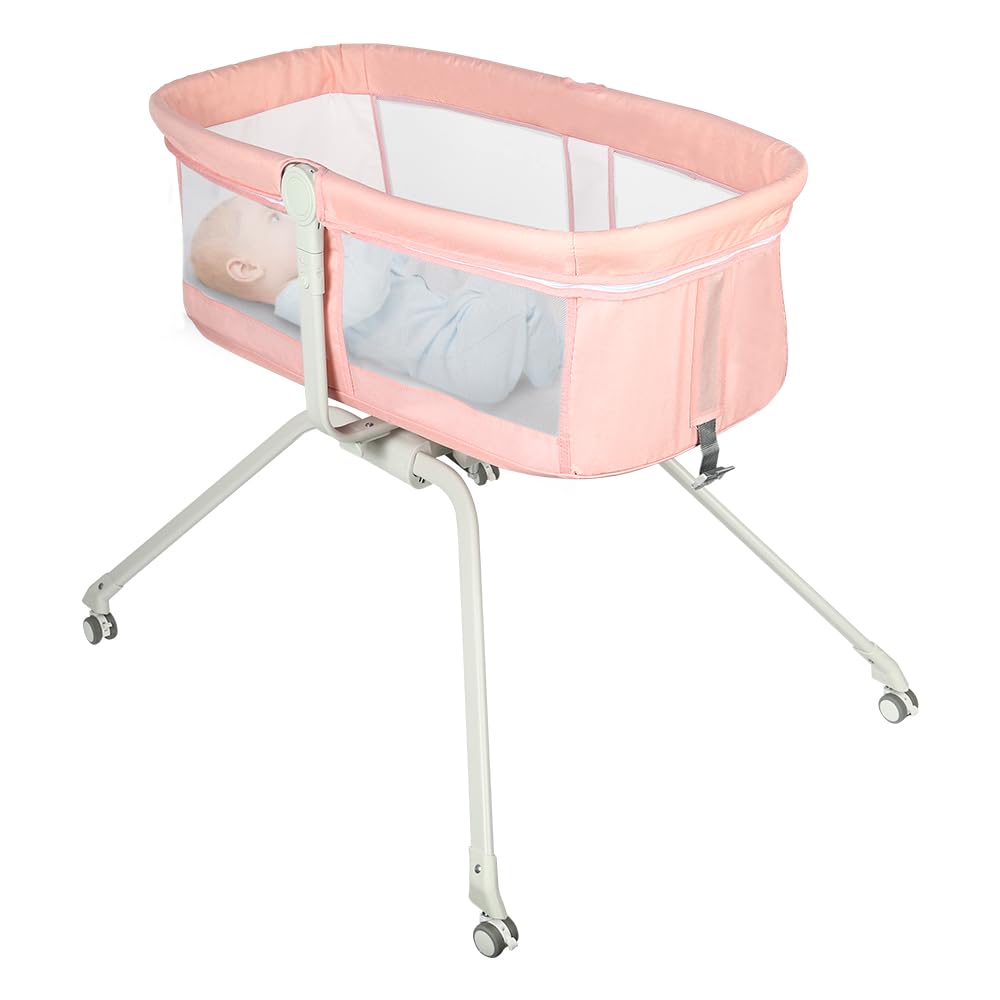 HUOLE Lit Cododo Bebe Berceau Bebe à 4 Niveaux, Couffin pour Dormir Ensemble en Toute Sécurité, Lit d'enfant Portable Facile à Plier pour Nouveau-né/Nourrisson-104 * 52 * 100-110 cm - Blanc cassé