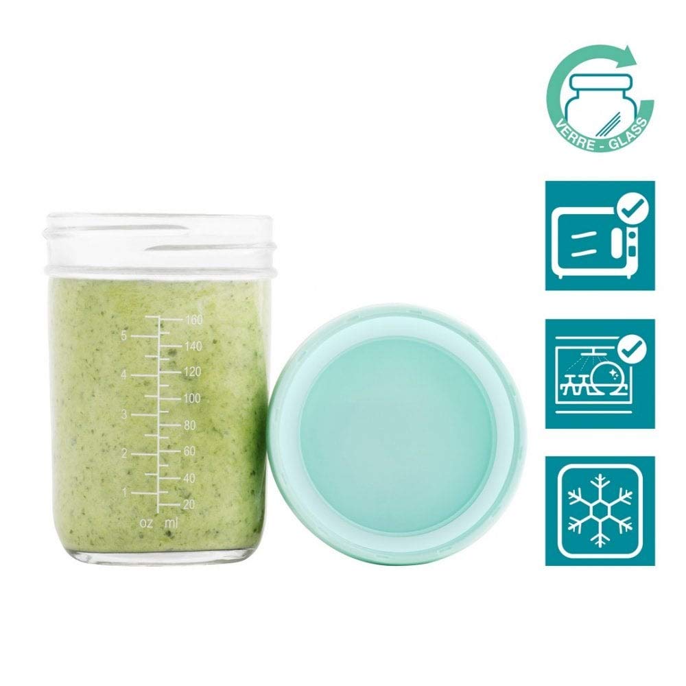 Babymoov Babybols Lot de Pots de Conservation Verre 4x100ml & 4x220 ml - Couvercles Hermétiques