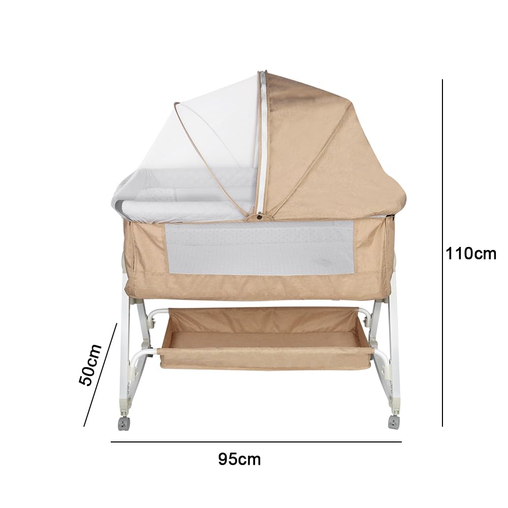 HUOLE Lit Cododo Bebe Berceau Bebe à 4 Niveaux, Couffin pour Dormir Ensemble en Toute Sécurité, Lit d'enfant Portable Facile à Plier pour Nouveau-né/Nourrisson-104 * 52 * 100-110 cm - Blanc cassé