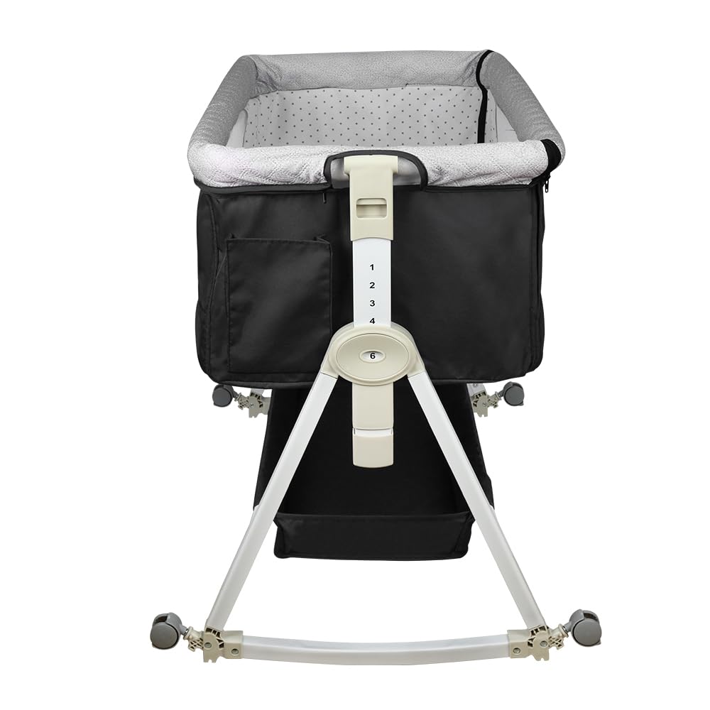 HUOLE Lit Cododo Bebe Berceau Bebe à 4 Niveaux, Couffin pour Dormir Ensemble en Toute Sécurité, Lit d'enfant Portable Facile à Plier pour Nouveau-né/Nourrisson-104 * 52 * 100-110 cm - Blanc cassé