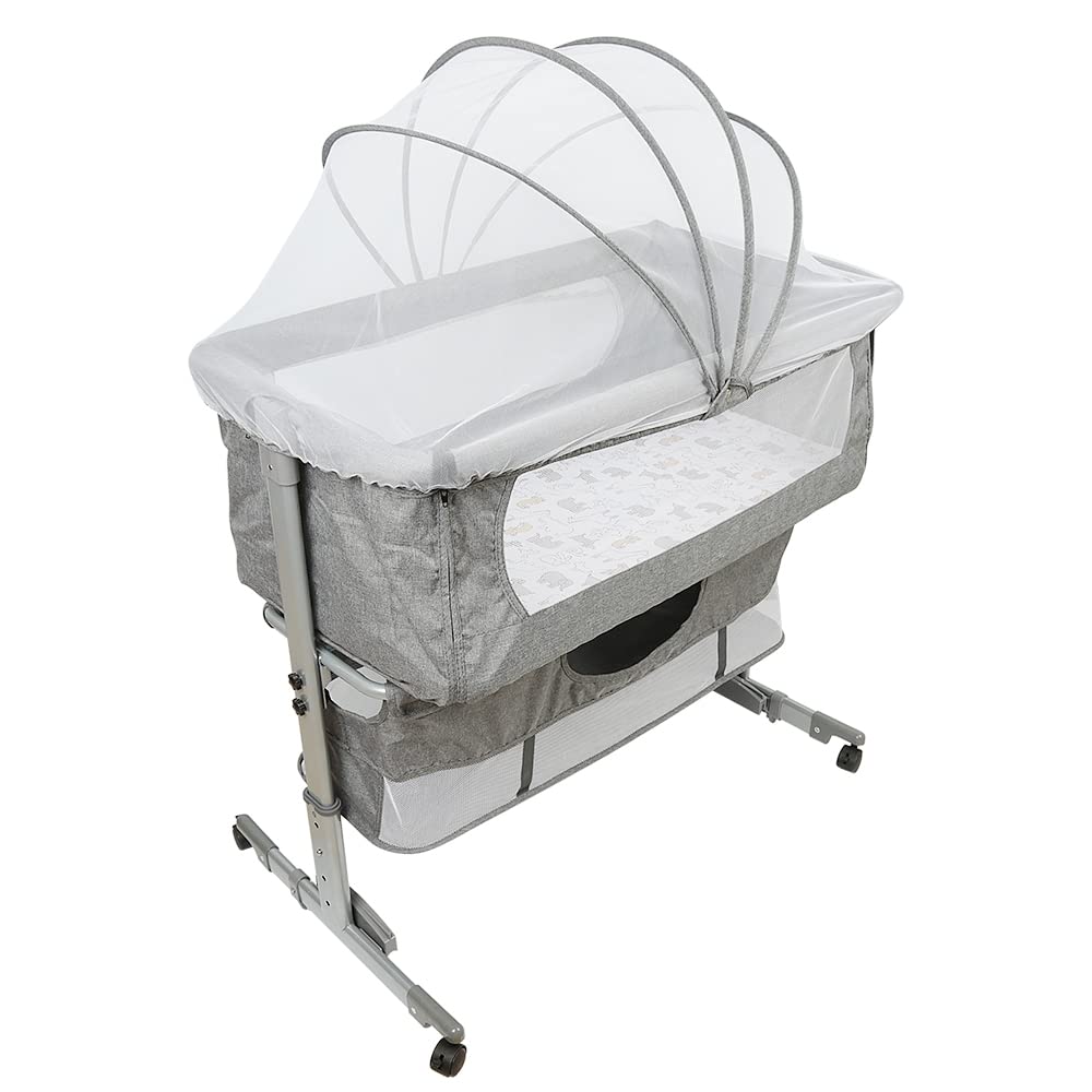 HUOLE Lit Cododo Bebe Berceau Bebe à 4 Niveaux, Couffin pour Dormir Ensemble en Toute Sécurité, Lit d'enfant Portable Facile à Plier pour Nouveau-né/Nourrisson-104 * 52 * 100-110 cm - Blanc cassé