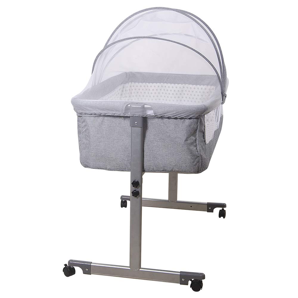 HUOLE Lit Cododo Bebe Berceau Bebe à 4 Niveaux, Couffin pour Dormir Ensemble en Toute Sécurité, Lit d'enfant Portable Facile à Plier pour Nouveau-né/Nourrisson-104 * 52 * 100-110 cm - Blanc cassé