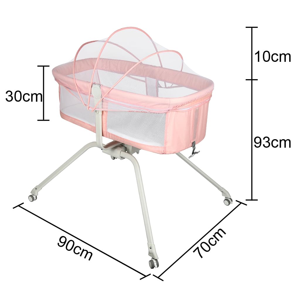 HUOLE Lit Cododo Bebe Berceau Bebe à 4 Niveaux, Couffin pour Dormir Ensemble en Toute Sécurité, Lit d'enfant Portable Facile à Plier pour Nouveau-né/Nourrisson-104 * 52 * 100-110 cm - Blanc cassé