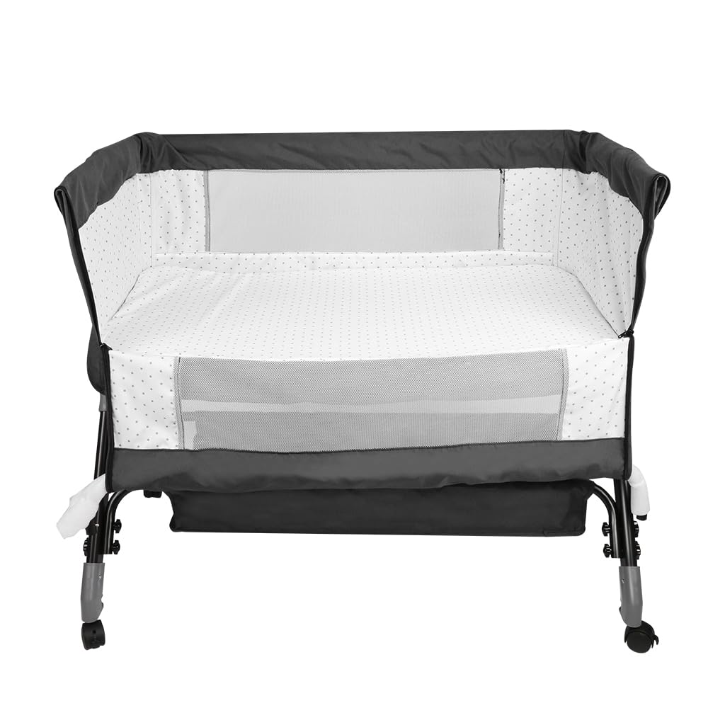 HUOLE Lit Cododo Bebe Berceau Bebe à 4 Niveaux, Couffin pour Dormir Ensemble en Toute Sécurité, Lit d'enfant Portable Facile à Plier pour Nouveau-né/Nourrisson-104 * 52 * 100-110 cm - Blanc cassé