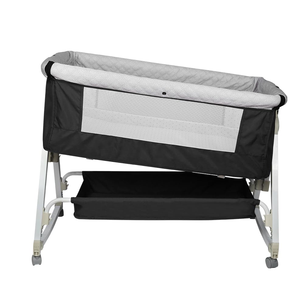 HUOLE Lit Cododo Bebe Berceau Bebe à 4 Niveaux, Couffin pour Dormir Ensemble en Toute Sécurité, Lit d'enfant Portable Facile à Plier pour Nouveau-né/Nourrisson-104 * 52 * 100-110 cm - Blanc cassé