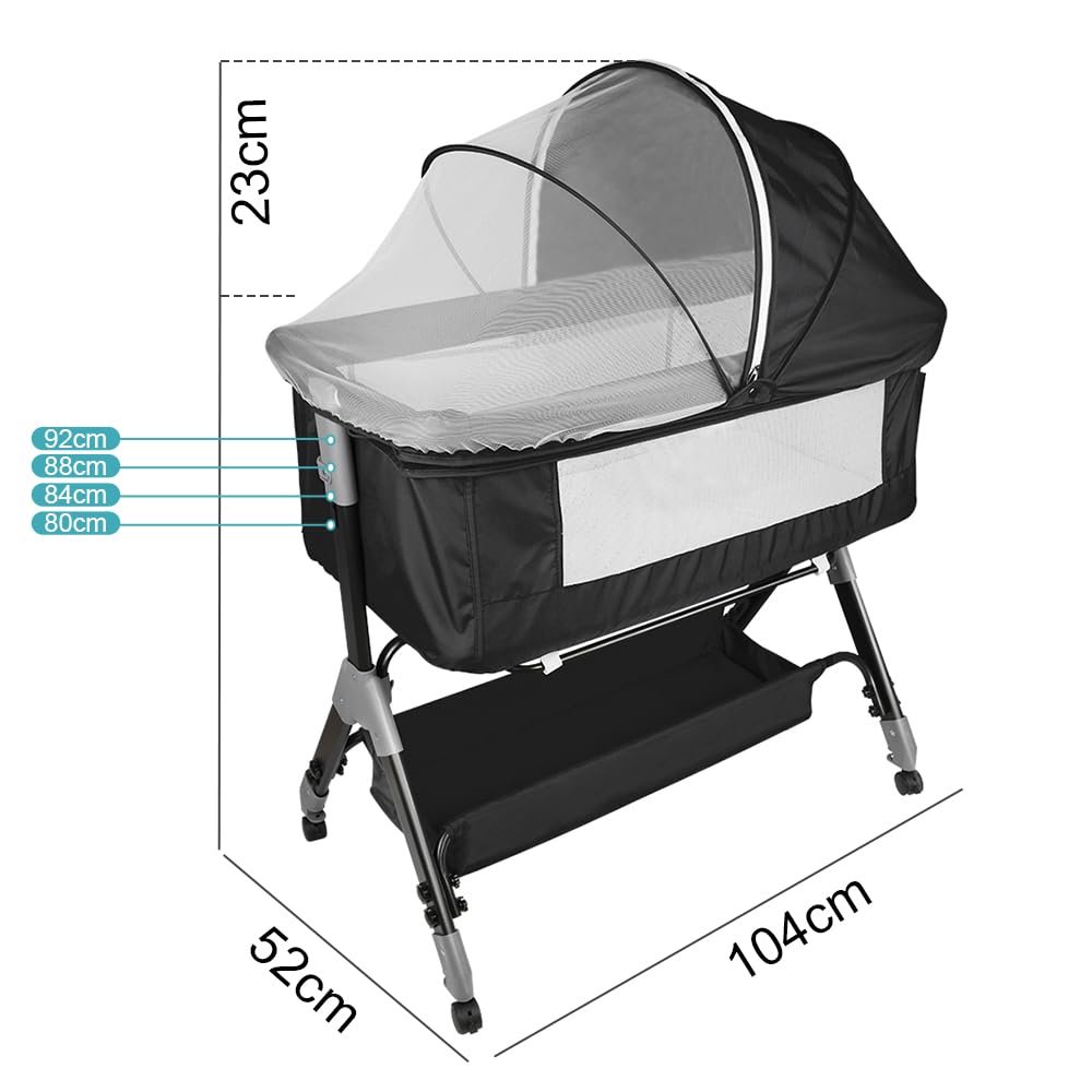 HUOLE Lit Cododo Bebe Berceau Bebe à 4 Niveaux, Couffin pour Dormir Ensemble en Toute Sécurité, Lit d'enfant Portable Facile à Plier pour Nouveau-né/Nourrisson-104 * 52 * 100-110 cm - Blanc cassé