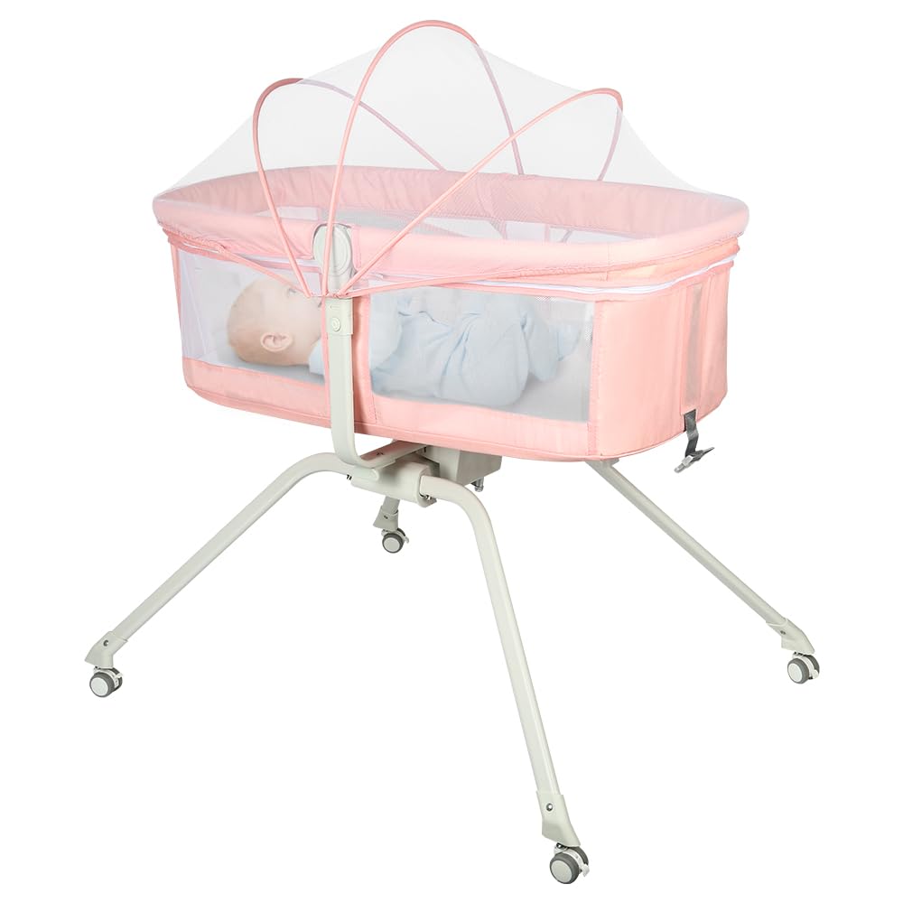 HUOLE Lit Cododo Bebe Berceau Bebe à 4 Niveaux, Couffin pour Dormir Ensemble en Toute Sécurité, Lit d'enfant Portable Facile à Plier pour Nouveau-né/Nourrisson-104 * 52 * 100-110 cm - Blanc cassé