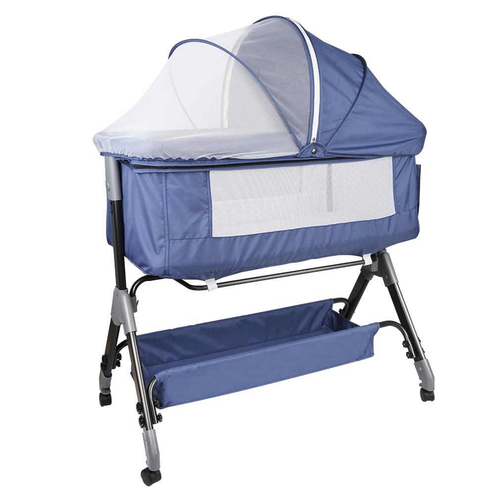 HUOLE Lit Cododo Bebe Berceau Bebe à 4 Niveaux, Couffin pour Dormir Ensemble en Toute Sécurité, Lit d'enfant Portable Facile à Plier pour Nouveau-né/Nourrisson-104 * 52 * 100-110 cm - Blanc cassé