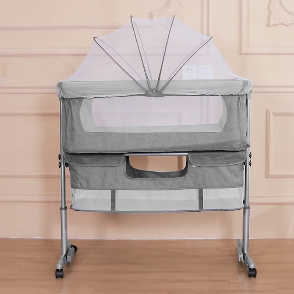 HUOLE Lit Cododo Bebe Berceau Bebe à 4 Niveaux, Couffin pour Dormir Ensemble en Toute Sécurité, Lit d'enfant Portable Facile à Plier pour Nouveau-né/Nourrisson-104 * 52 * 100-110 cm - Blanc cassé