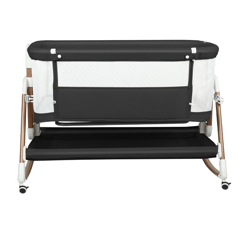 HUOLE Lit Cododo Bebe Berceau Bebe à 4 Niveaux, Couffin pour Dormir Ensemble en Toute Sécurité, Lit d'enfant Portable Facile à Plier pour Nouveau-né/Nourrisson-104 * 52 * 100-110 cm - Blanc cassé