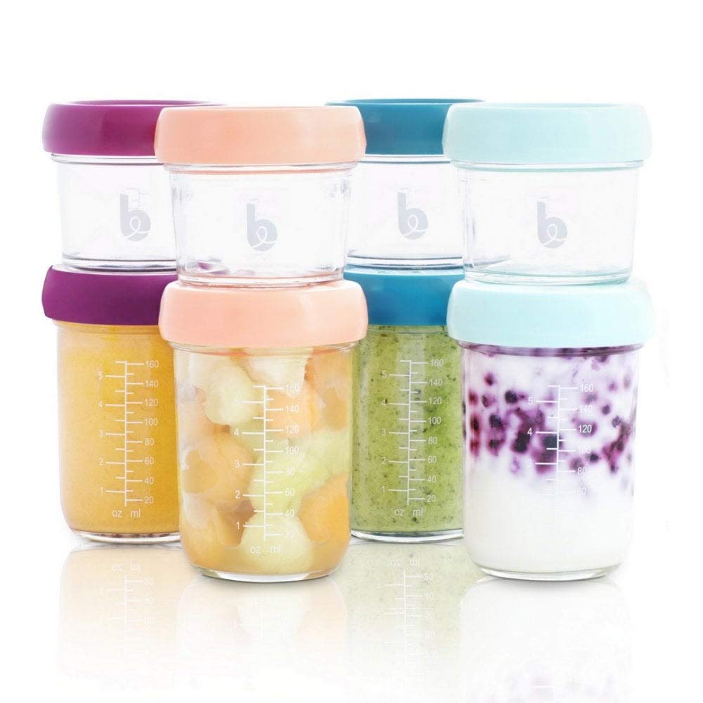 Babymoov Babybols Lot de Pots de Conservation Verre 4x100ml & 4x220 ml - Couvercles Hermétiques
