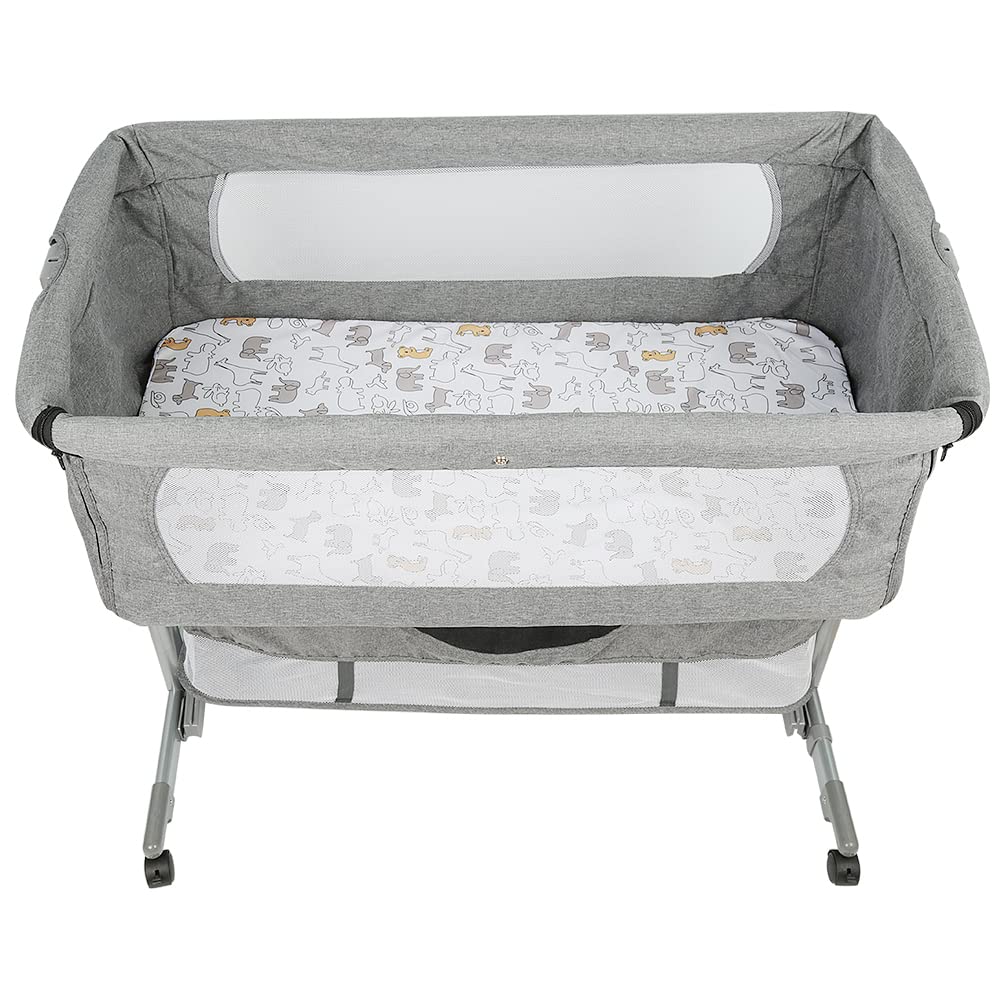 HUOLE Lit Cododo Bebe Berceau Bebe à 4 Niveaux, Couffin pour Dormir Ensemble en Toute Sécurité, Lit d'enfant Portable Facile à Plier pour Nouveau-né/Nourrisson-104 * 52 * 100-110 cm - Blanc cassé