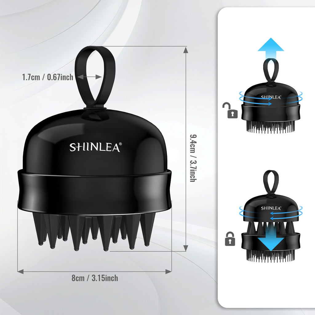 SHINLEA Brosse Massage Cuir Chevelu - Scalp Massager pour Nettoyage en Profondeur, Brosse à Cheveux en Silicone à Double Face, Exfoliation Réduit les Pellicules, pour Cheveux Humides & Secs