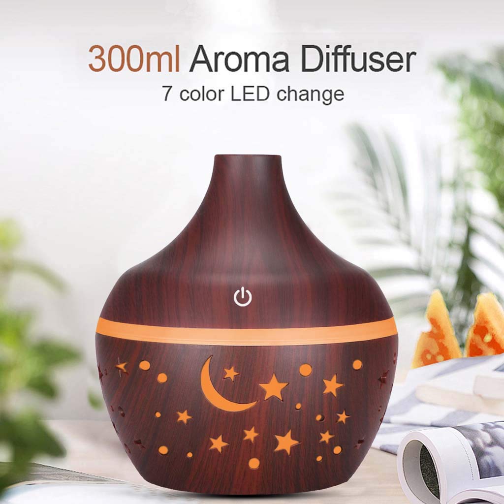 Diffuseur d'Huiles Essentielles 300ml – Humidificateur Ultrasonique avec Veilleuse LED