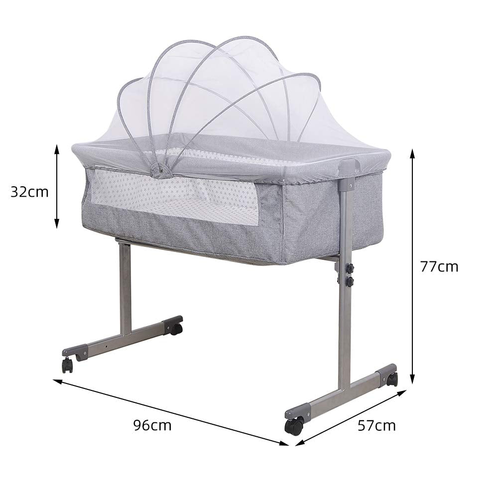 HUOLE Lit Cododo Bebe Berceau Bebe à 4 Niveaux, Couffin pour Dormir Ensemble en Toute Sécurité, Lit d'enfant Portable Facile à Plier pour Nouveau-né/Nourrisson-104 * 52 * 100-110 cm - Blanc cassé