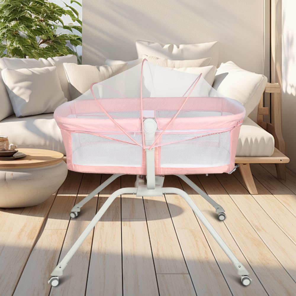 HUOLE Lit Cododo Bebe Berceau Bebe à 4 Niveaux, Couffin pour Dormir Ensemble en Toute Sécurité, Lit d'enfant Portable Facile à Plier pour Nouveau-né/Nourrisson-104 * 52 * 100-110 cm - Blanc cassé