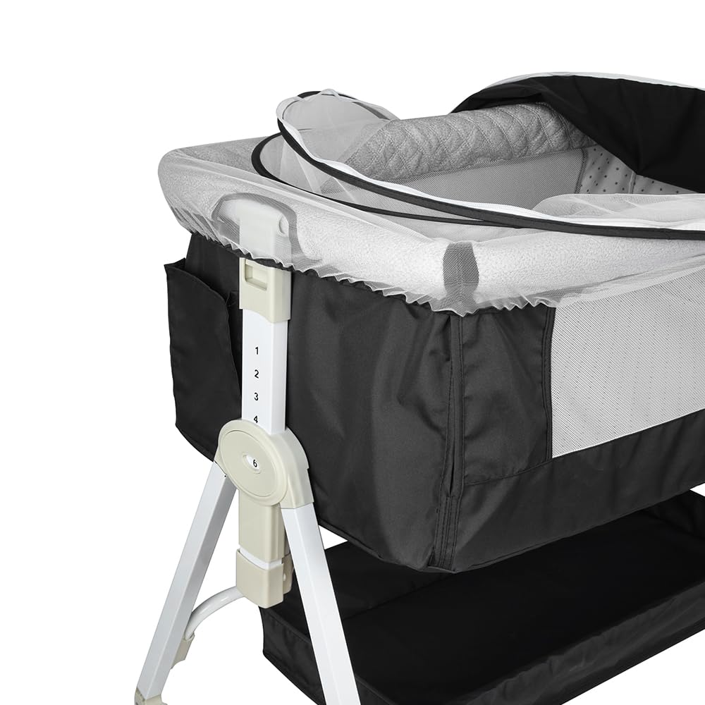 HUOLE Lit Cododo Bebe Berceau Bebe à 4 Niveaux, Couffin pour Dormir Ensemble en Toute Sécurité, Lit d'enfant Portable Facile à Plier pour Nouveau-né/Nourrisson-104 * 52 * 100-110 cm - Blanc cassé