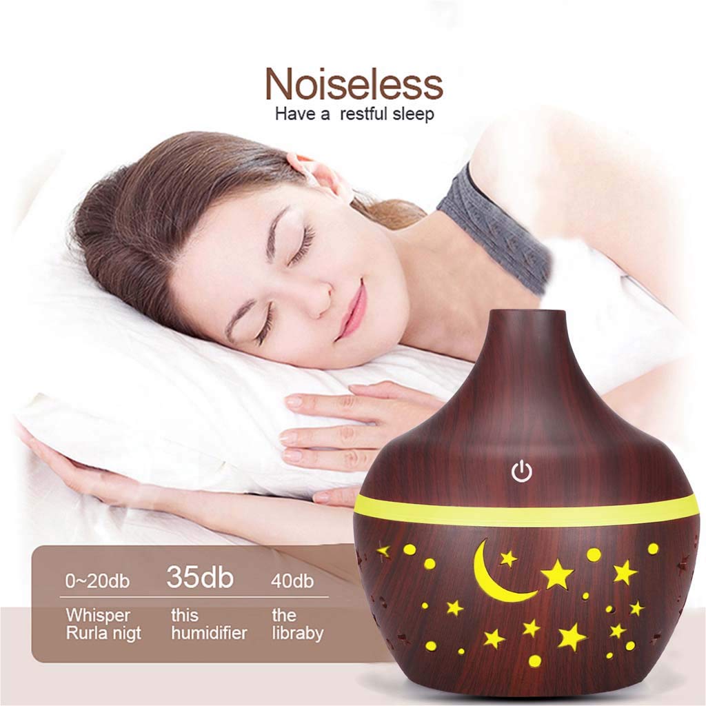 Diffuseur d'Huiles Essentielles 300ml – Humidificateur Ultrasonique avec Veilleuse LED