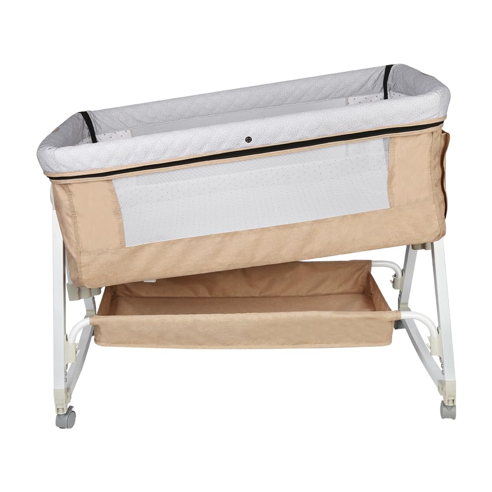 HUOLE Lit Cododo Bebe Berceau Bebe à 4 Niveaux, Couffin pour Dormir Ensemble en Toute Sécurité, Lit d'enfant Portable Facile à Plier pour Nouveau-né/Nourrisson-104 * 52 * 100-110 cm - Blanc cassé