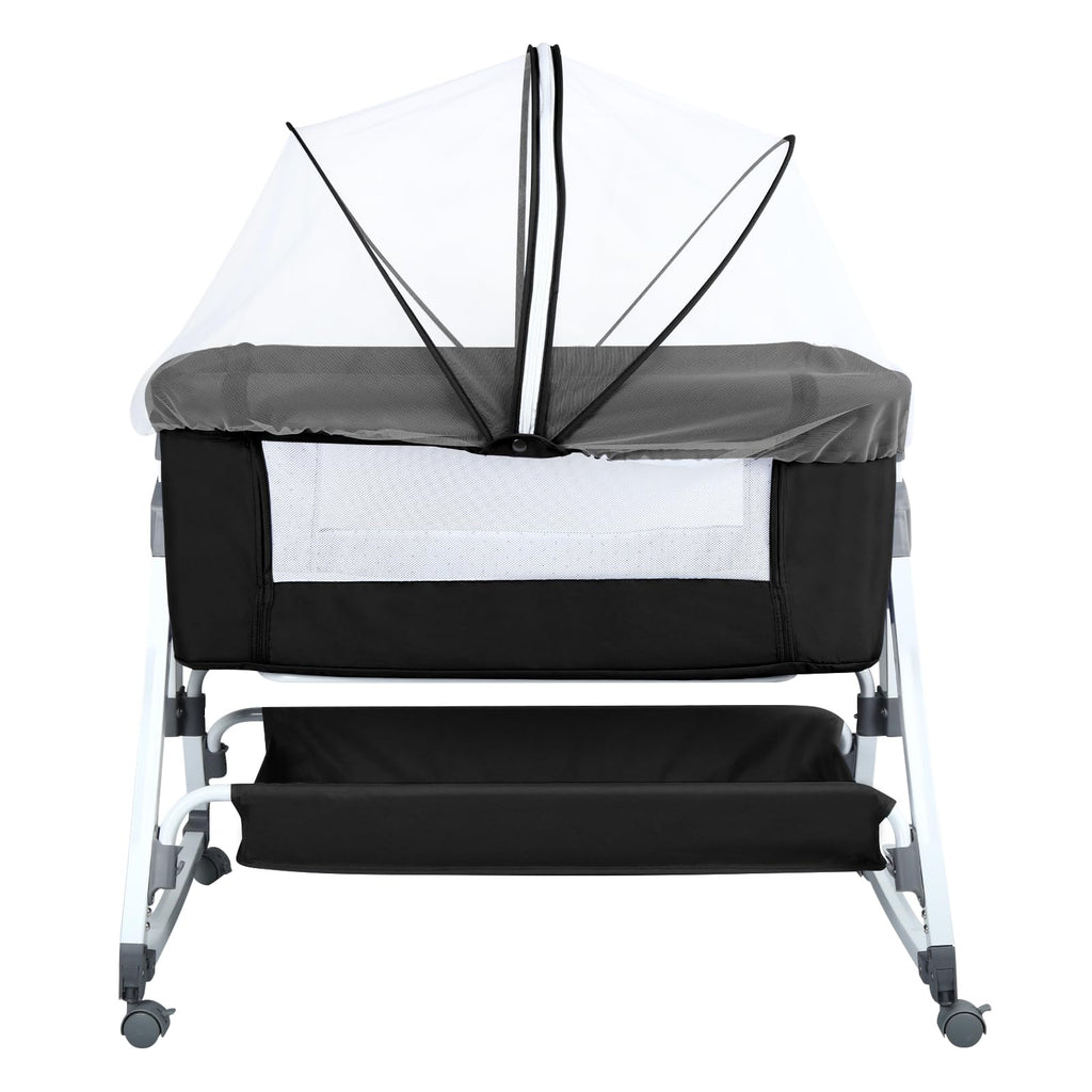 HUOLE Lit Cododo Bebe Berceau Bebe à 4 Niveaux, Couffin pour Dormir Ensemble en Toute Sécurité, Lit d'enfant Portable Facile à Plier pour Nouveau-né/Nourrisson-104 * 52 * 100-110 cm - Blanc cassé
