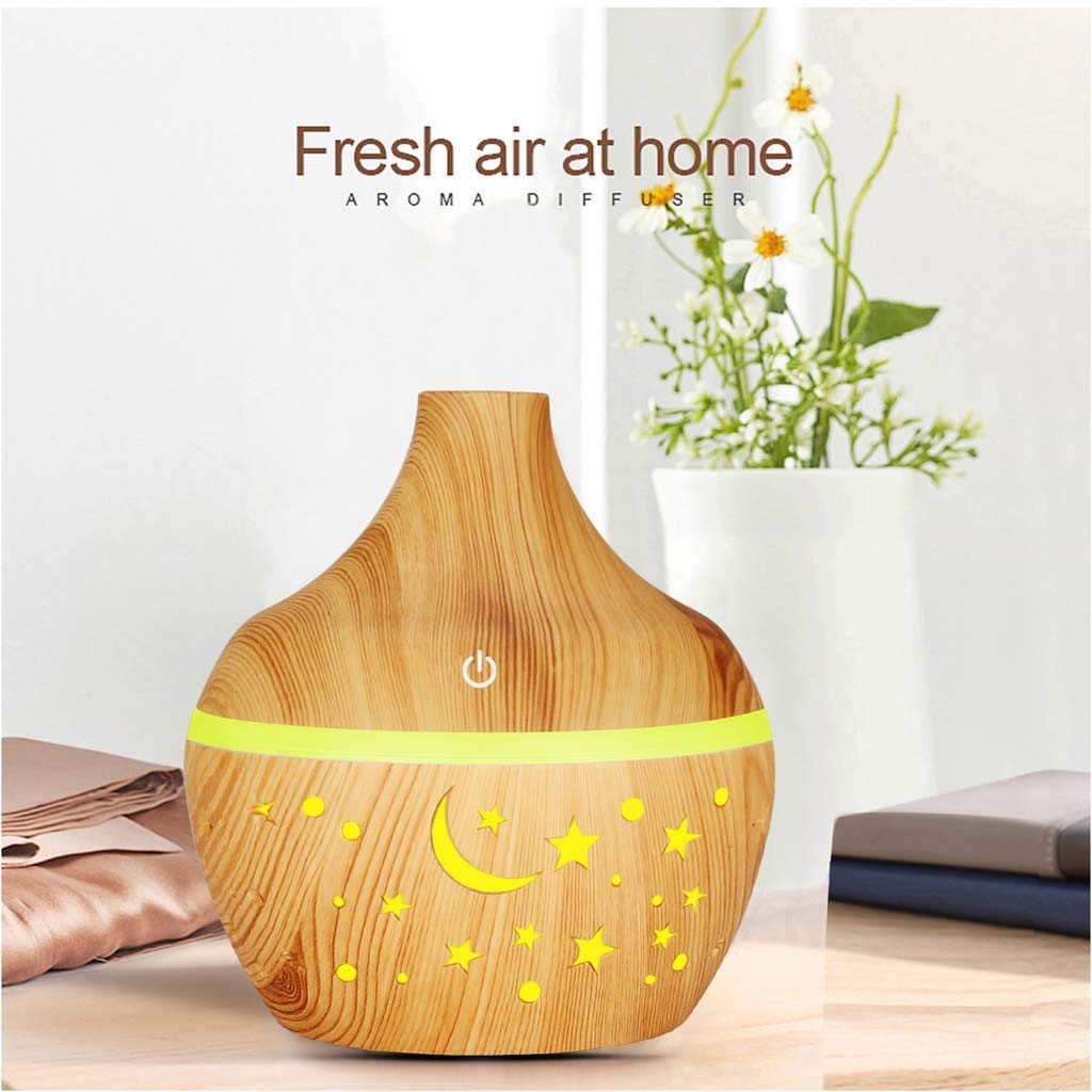 Diffuseur d'Huiles Essentielles 300ml – Humidificateur Ultrasonique avec Veilleuse LED