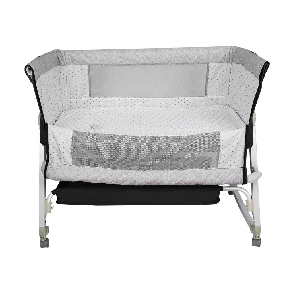 HUOLE Lit Cododo Bebe Berceau Bebe à 4 Niveaux, Couffin pour Dormir Ensemble en Toute Sécurité, Lit d'enfant Portable Facile à Plier pour Nouveau-né/Nourrisson-104 * 52 * 100-110 cm - Blanc cassé