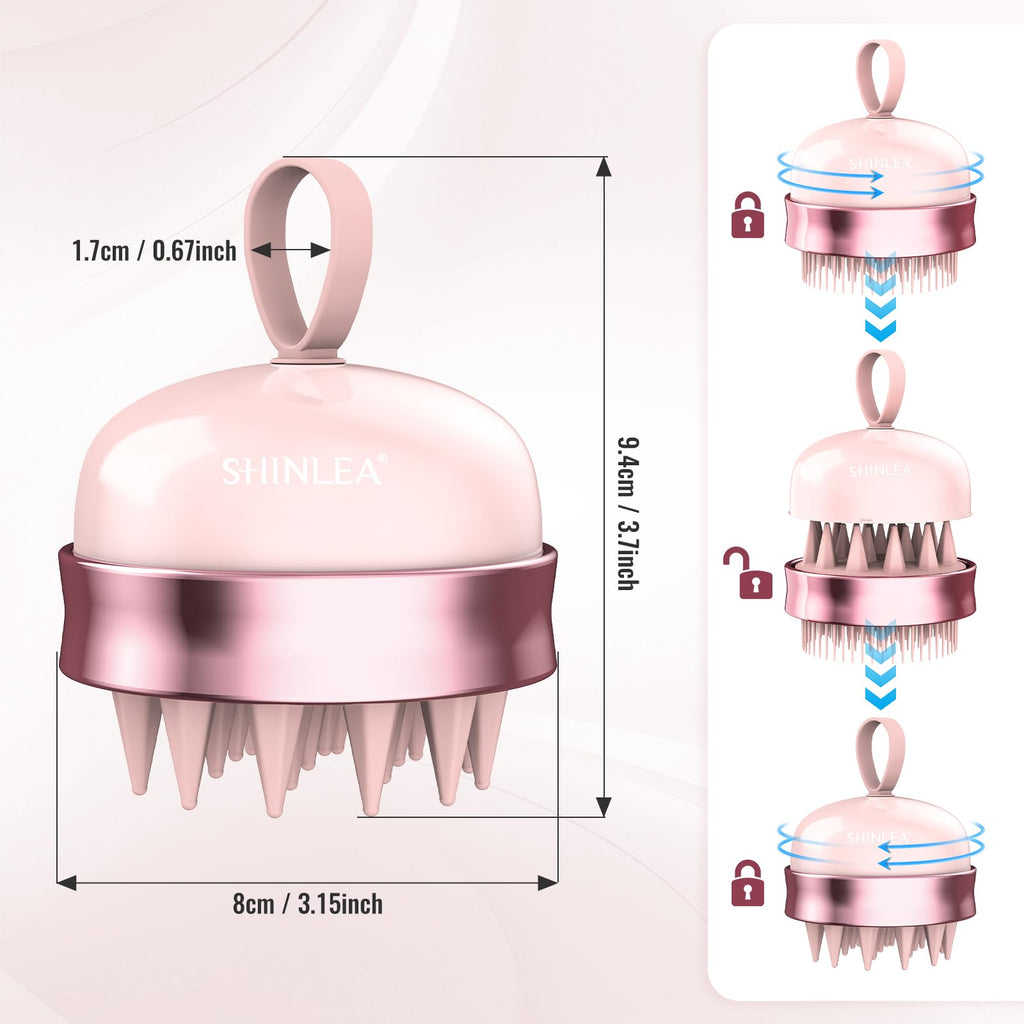 SHINLEA Brosse Massage Cuir Chevelu - Scalp Massager pour Nettoyage en Profondeur, Brosse à Cheveux en Silicone à Double Face, Exfoliation Réduit les Pellicules, pour Cheveux Humides & Secs
