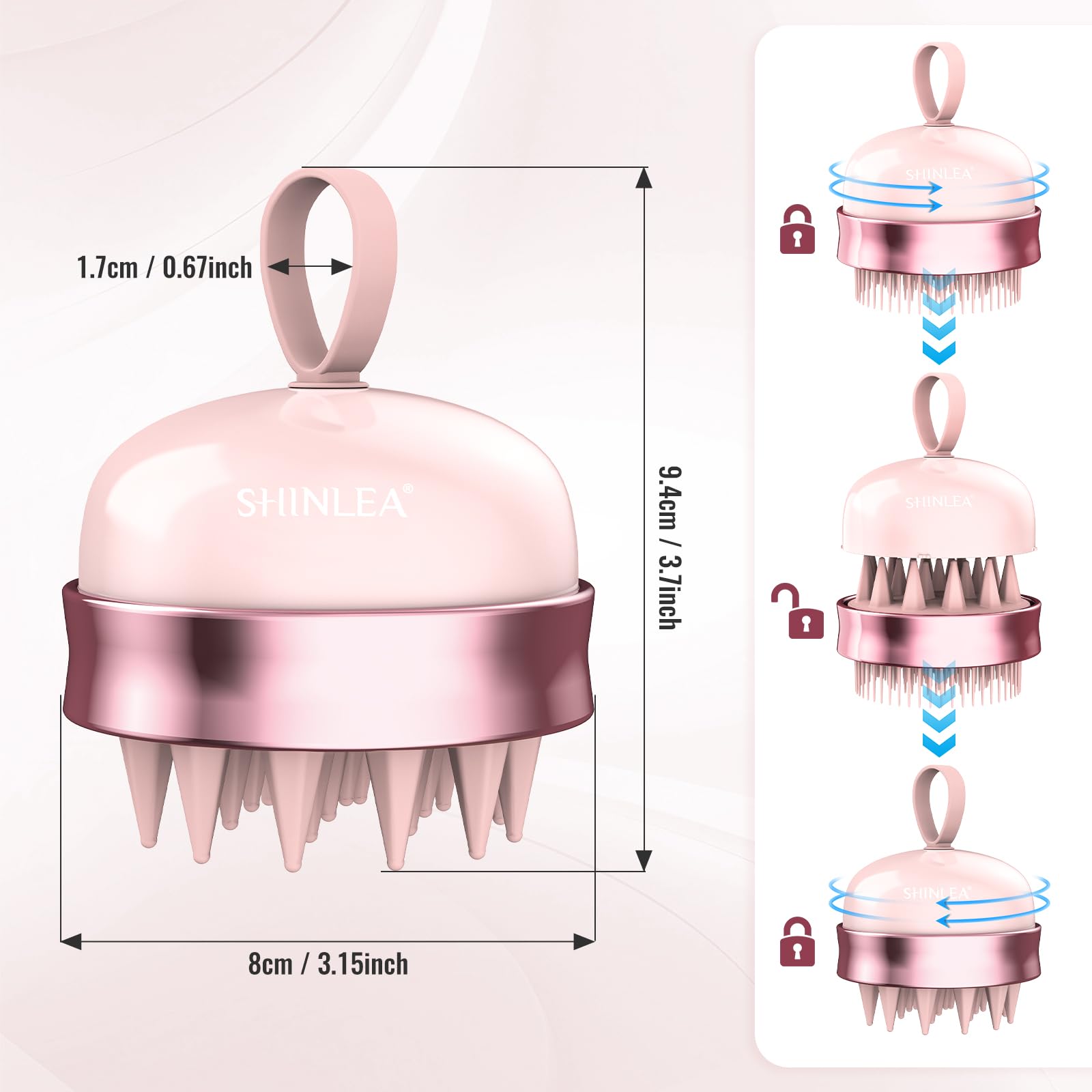 SHINLEA Brosse Massage Cuir Chevelu - Scalp Massager pour Nettoyage en Profondeur, Brosse à Cheveux en Silicone à Double Face, Exfoliation Réduit les Pellicules, pour Cheveux Humides & Secs