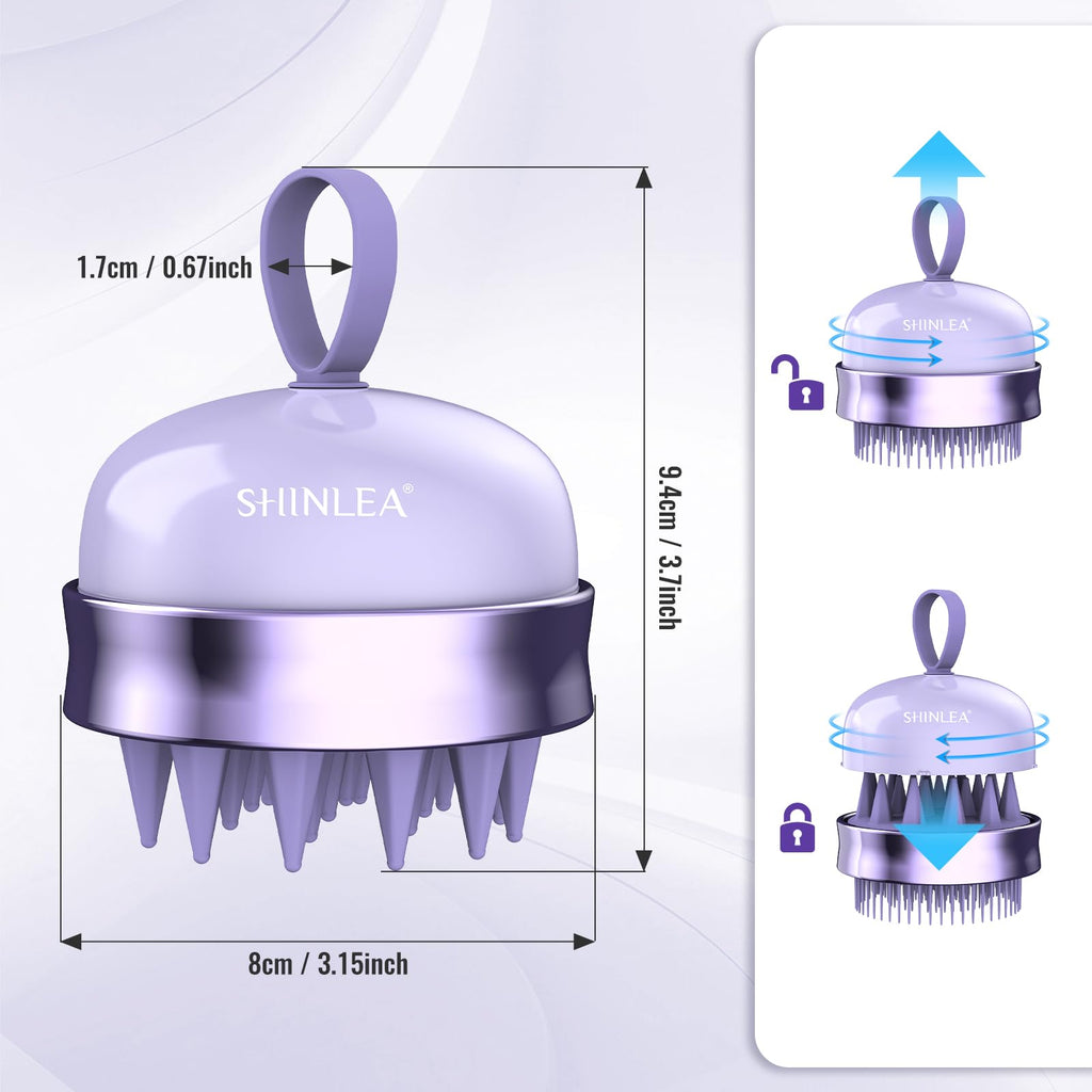 SHINLEA Brosse Massage Cuir Chevelu - Scalp Massager pour Nettoyage en Profondeur, Brosse à Cheveux en Silicone à Double Face, Exfoliation Réduit les Pellicules, pour Cheveux Humides & Secs