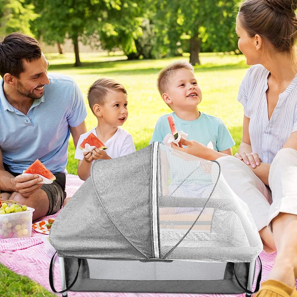 HUOLE Lit Cododo Bebe Berceau Bebe à 4 Niveaux, Couffin pour Dormir Ensemble en Toute Sécurité, Lit d'enfant Portable Facile à Plier pour Nouveau-né/Nourrisson-104 * 52 * 100-110 cm - Blanc cassé