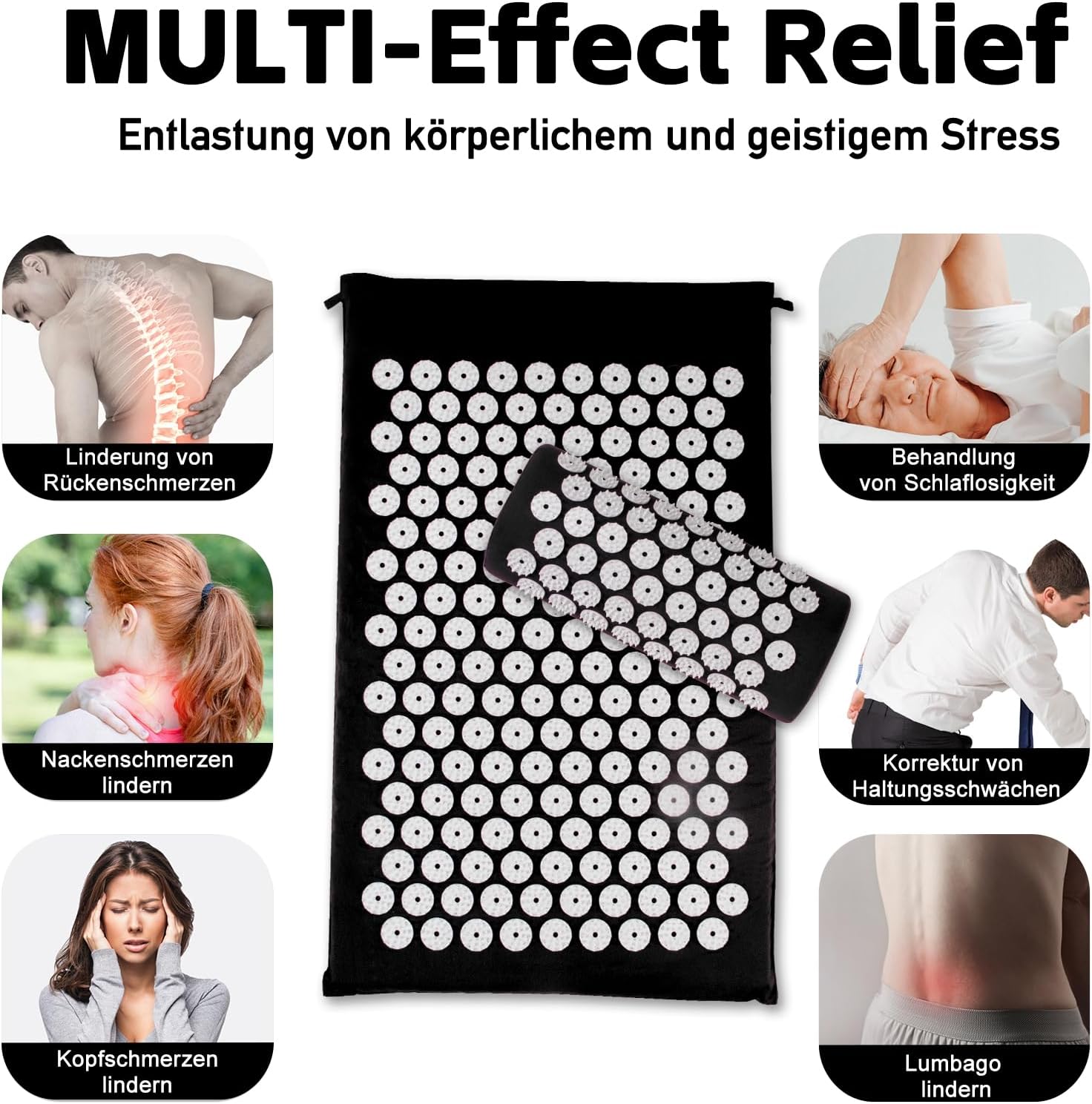 Tapis d'acupression, Tapis d'acupuncture, Tapis d'acupression pour soulager les douleurs de dos et de cou, Ensemble de tapis d'acupression pour la relaxation musculaire et la réduction du stress