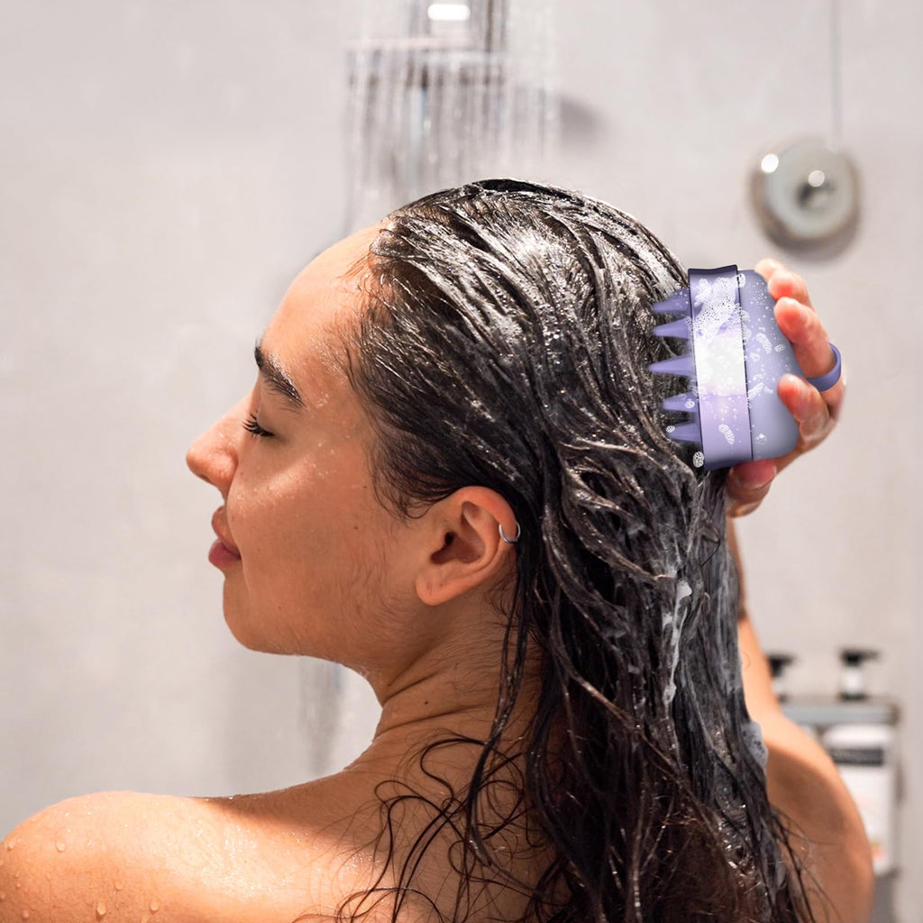 SHINLEA Brosse Massage Cuir Chevelu - Scalp Massager pour Nettoyage en Profondeur, Brosse à Cheveux en Silicone à Double Face, Exfoliation Réduit les Pellicules, pour Cheveux Humides & Secs