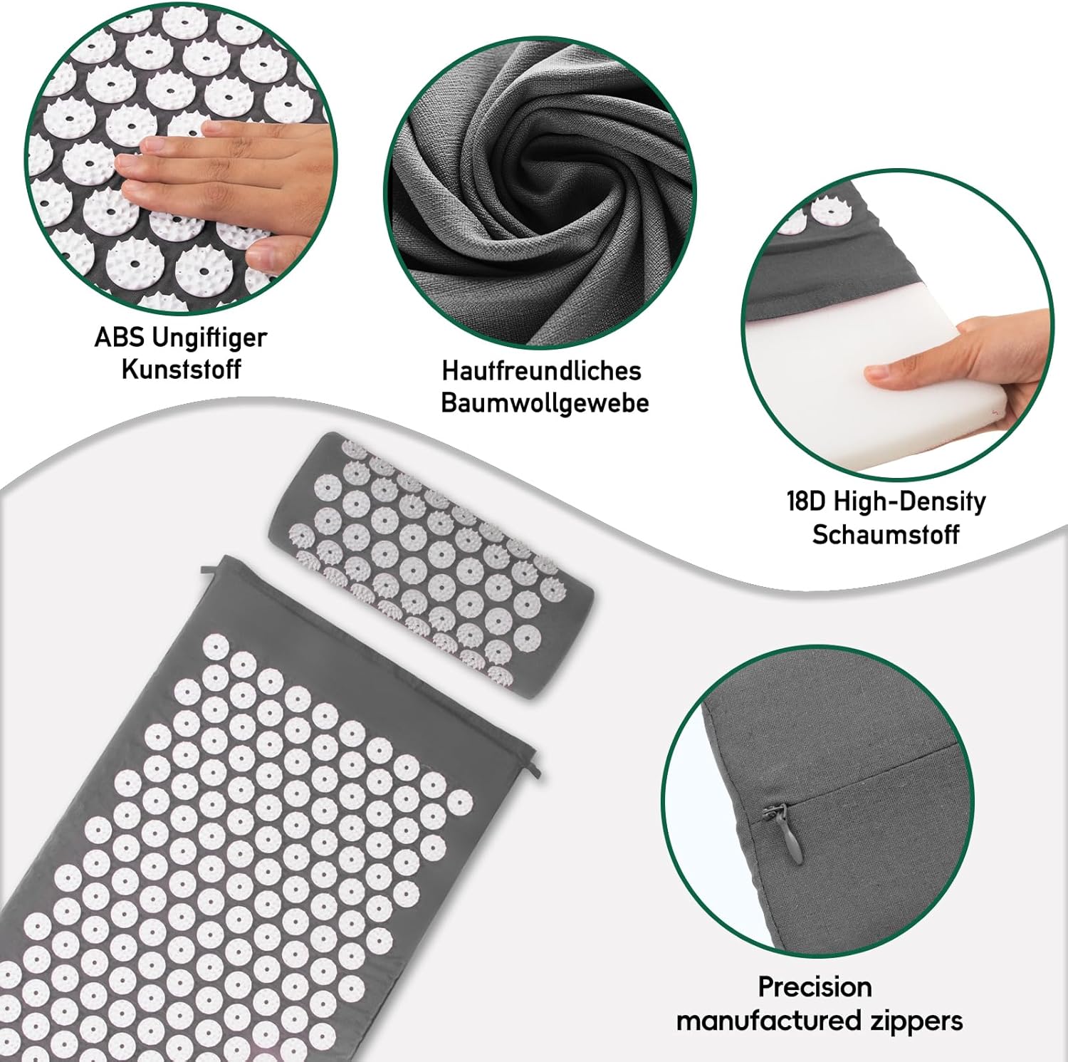 Tapis d'acupression, Tapis d'acupuncture, Tapis d'acupression pour soulager les douleurs de dos et de cou, Ensemble de tapis d'acupression pour la relaxation musculaire et la réduction du stress