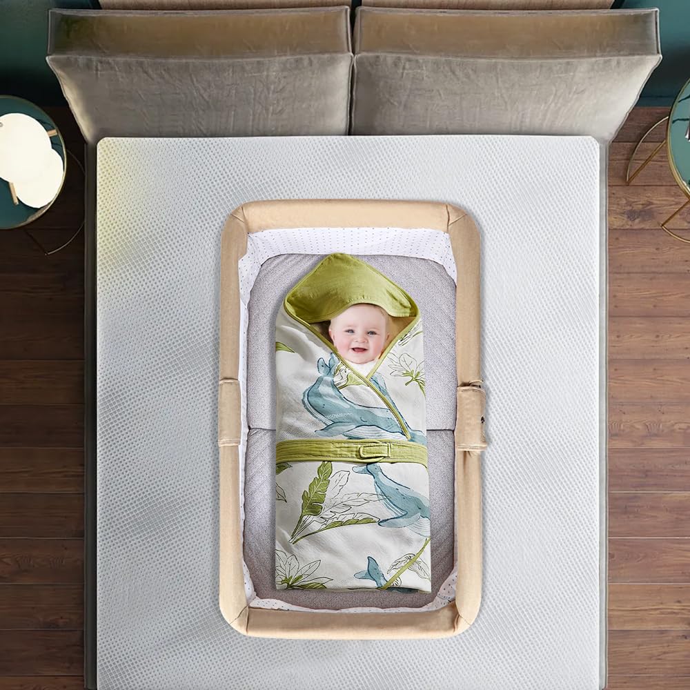 HUOLE Lit Cododo Bebe Berceau Bebe à 4 Niveaux, Couffin pour Dormir Ensemble en Toute Sécurité, Lit d'enfant Portable Facile à Plier pour Nouveau-né/Nourrisson-104 * 52 * 100-110 cm - Blanc cassé