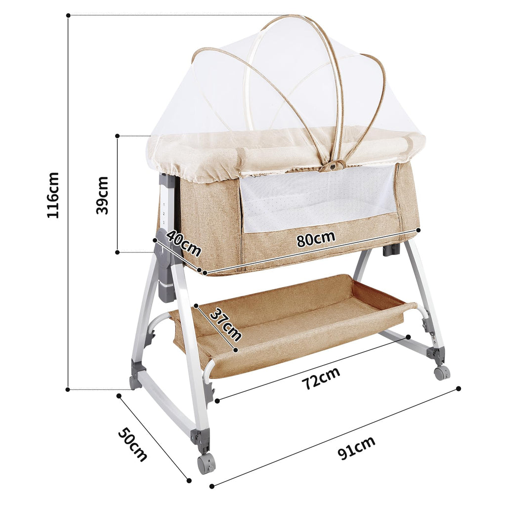 HUOLE Lit Cododo Bebe Berceau Bebe à 4 Niveaux, Couffin pour Dormir Ensemble en Toute Sécurité, Lit d'enfant Portable Facile à Plier pour Nouveau-né/Nourrisson-104 * 52 * 100-110 cm - Blanc cassé