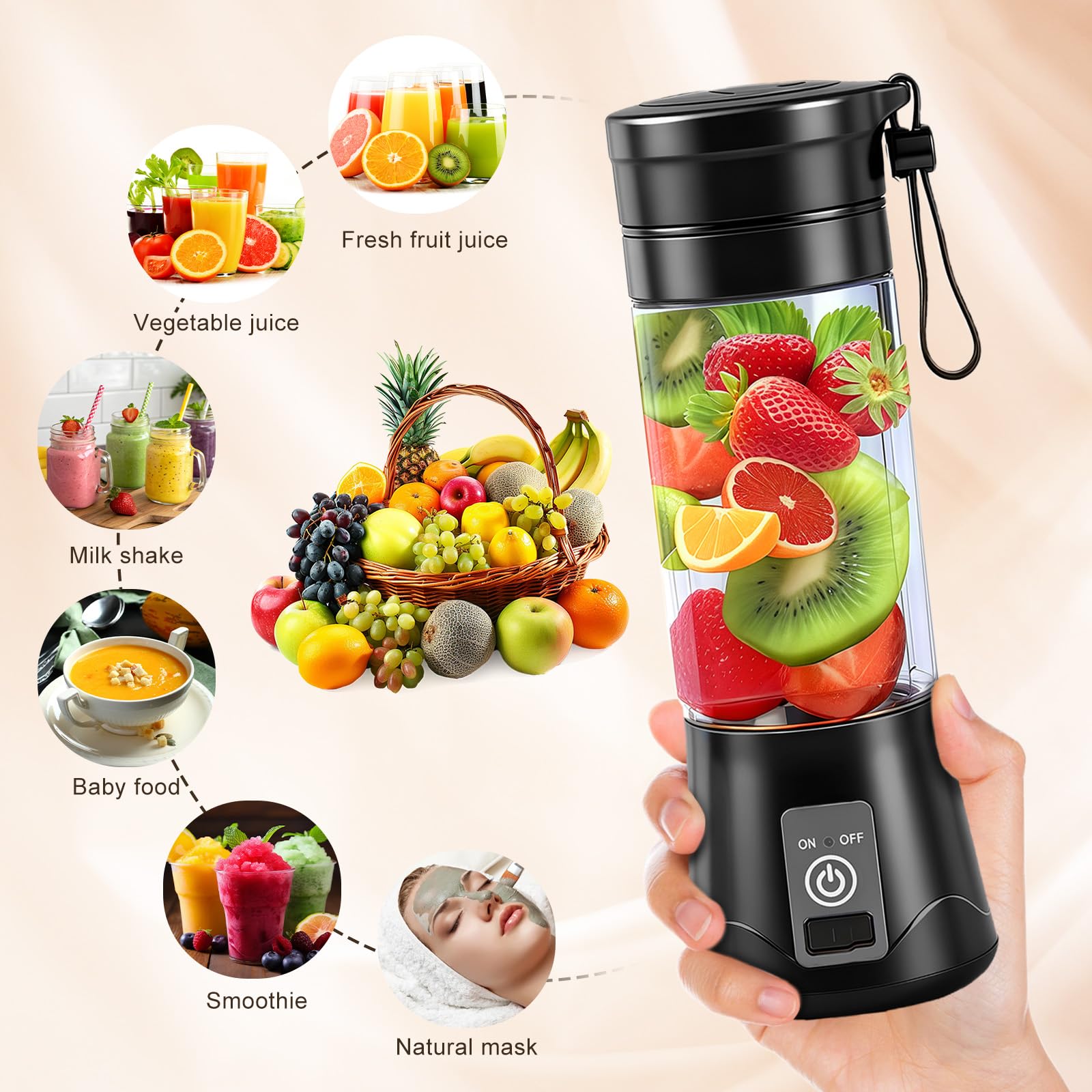 Mini Mixeur Portable 380ml – Blender USB Rechargeable pour Smoothies & Shakes