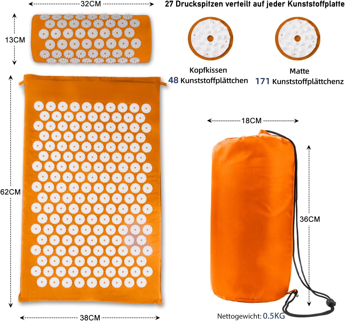Tapis d'acupression, Tapis d'acupuncture, Tapis d'acupression pour soulager les douleurs de dos et de cou, Ensemble de tapis d'acupression pour la relaxation musculaire et la réduction du stress