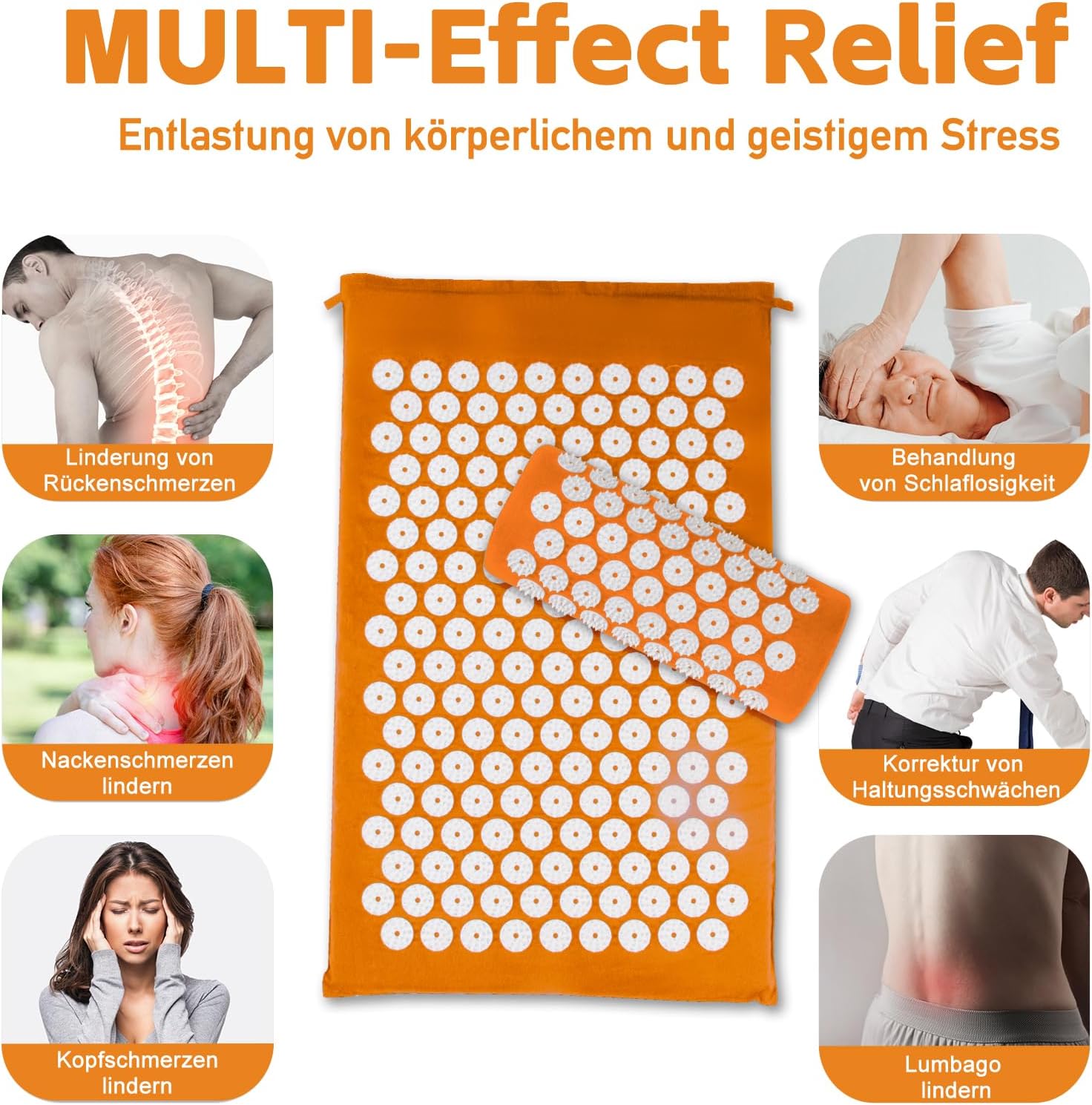 Tapis d'acupression, Tapis d'acupuncture, Tapis d'acupression pour soulager les douleurs de dos et de cou, Ensemble de tapis d'acupression pour la relaxation musculaire et la réduction du stress