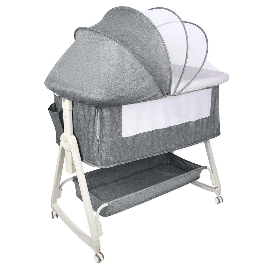 HUOLE Lit Cododo Bebe Berceau Bebe à 4 Niveaux, Couffin pour Dormir Ensemble en Toute Sécurité, Lit d'enfant Portable Facile à Plier pour Nouveau-né/Nourrisson-104 * 52 * 100-110 cm - Blanc cassé