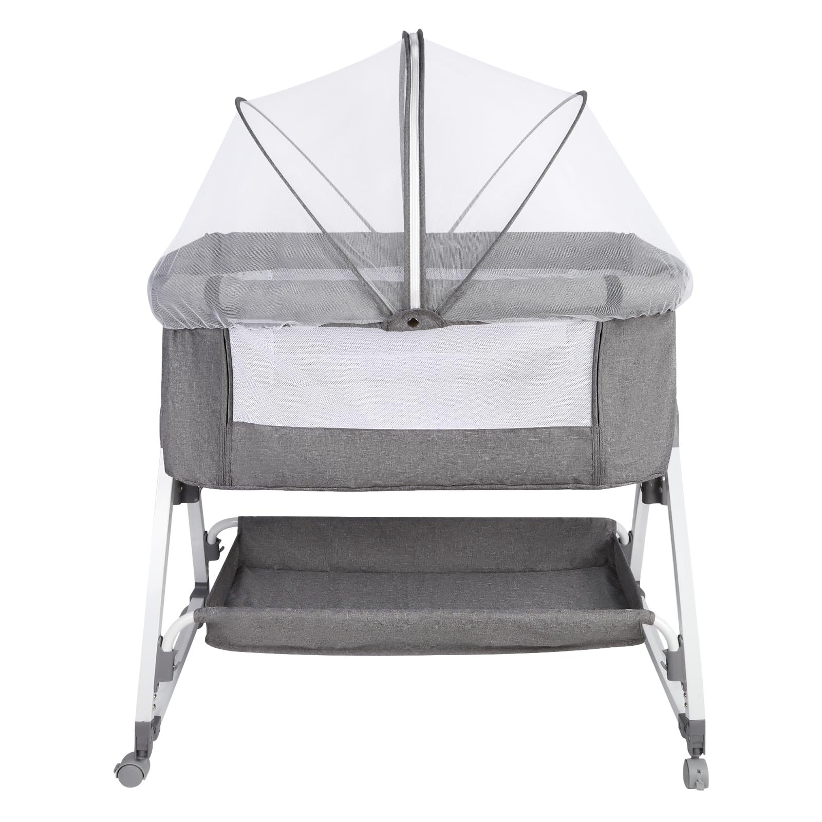 HUOLE Lit Cododo Bebe Berceau Bebe à 4 Niveaux, Couffin pour Dormir Ensemble en Toute Sécurité, Lit d'enfant Portable Facile à Plier pour Nouveau-né/Nourrisson-104 * 52 * 100-110 cm - Blanc cassé