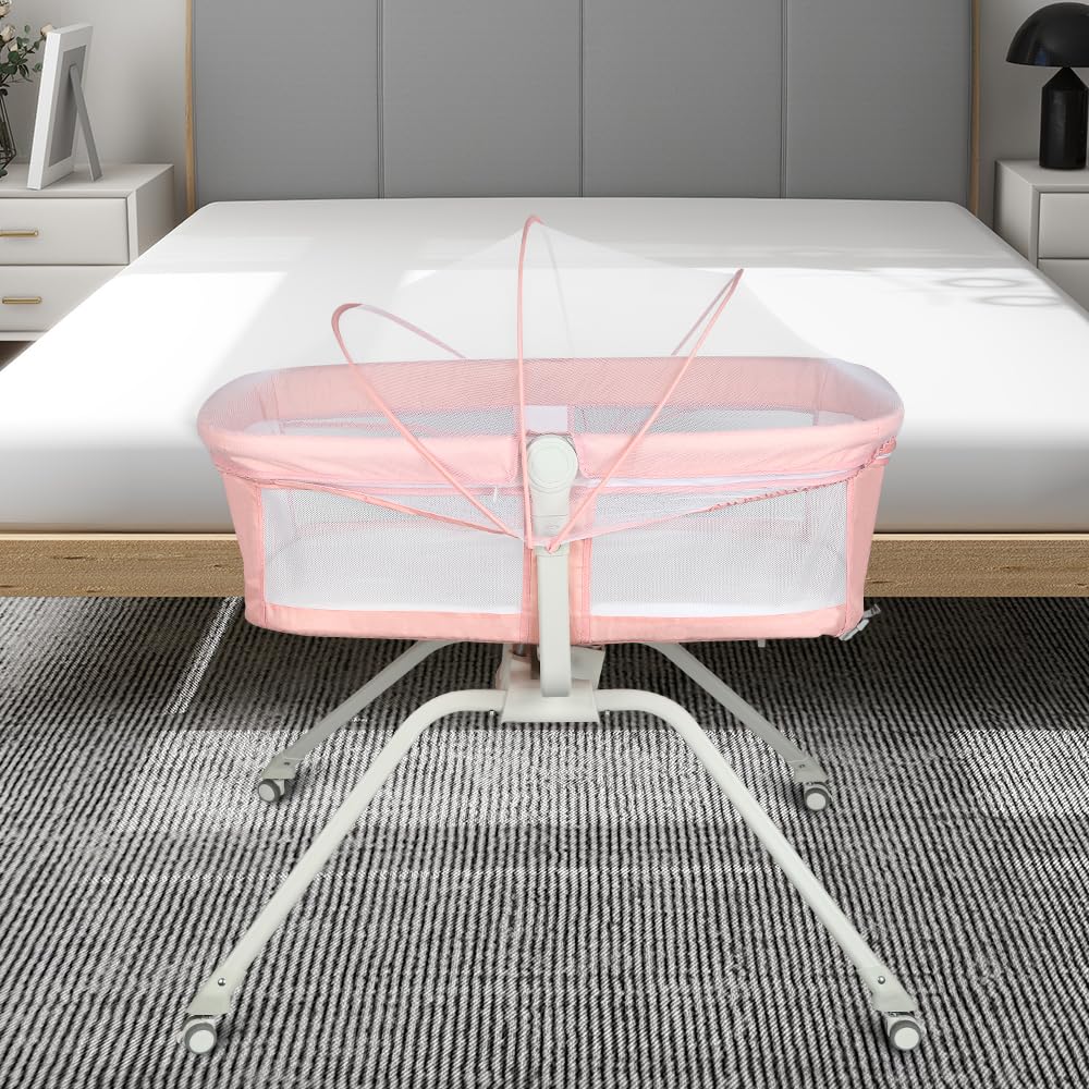 HUOLE Lit Cododo Bebe Berceau Bebe à 4 Niveaux, Couffin pour Dormir Ensemble en Toute Sécurité, Lit d'enfant Portable Facile à Plier pour Nouveau-né/Nourrisson-104 * 52 * 100-110 cm - Blanc cassé