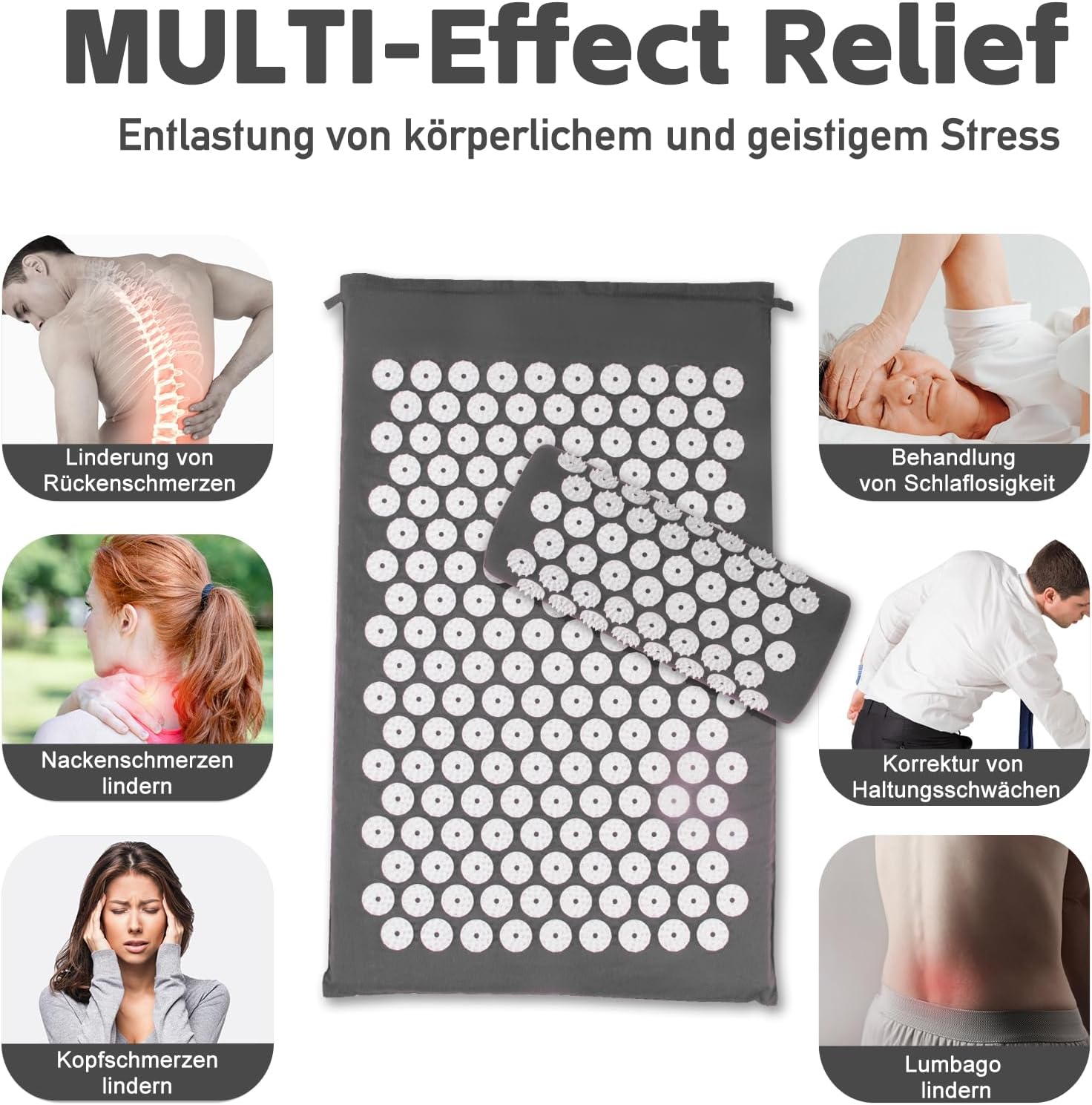 Tapis d'acupression, Tapis d'acupuncture, Tapis d'acupression pour soulager les douleurs de dos et de cou, Ensemble de tapis d'acupression pour la relaxation musculaire et la réduction du stress