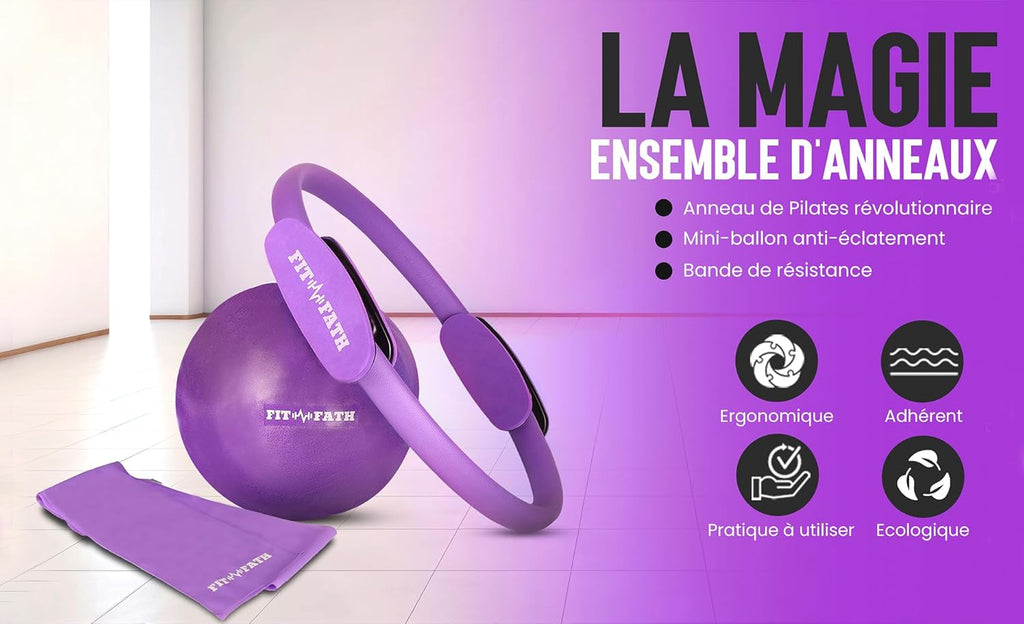 Anneau pilate-Cercle Pilate-Accessoire Yoga-Ballon Gymnastique-Bande de résistance-Elastique de Force-Fitness- Sport-Musculation-Méditation-Bien étre-Santé-Muscle pélvien-Périné