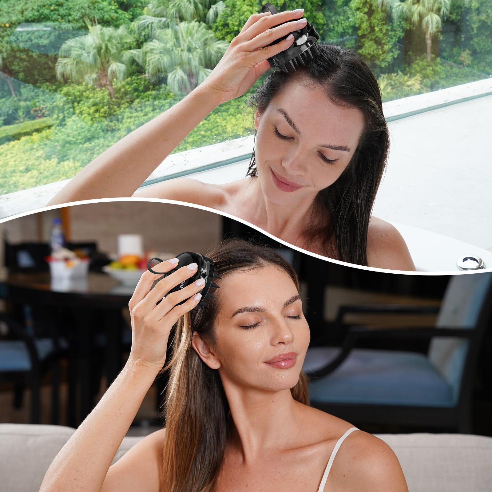 SHINLEA Brosse Massage Cuir Chevelu - Scalp Massager pour Nettoyage en Profondeur, Brosse à Cheveux en Silicone à Double Face, Exfoliation Réduit les Pellicules, pour Cheveux Humides & Secs