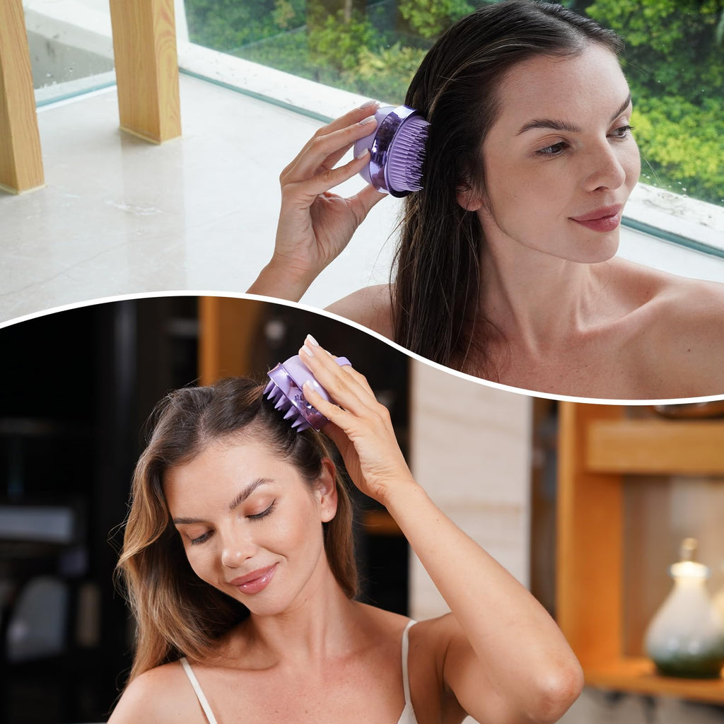 SHINLEA Brosse Massage Cuir Chevelu - Scalp Massager pour Nettoyage en Profondeur, Brosse à Cheveux en Silicone à Double Face, Exfoliation Réduit les Pellicules, pour Cheveux Humides & Secs
