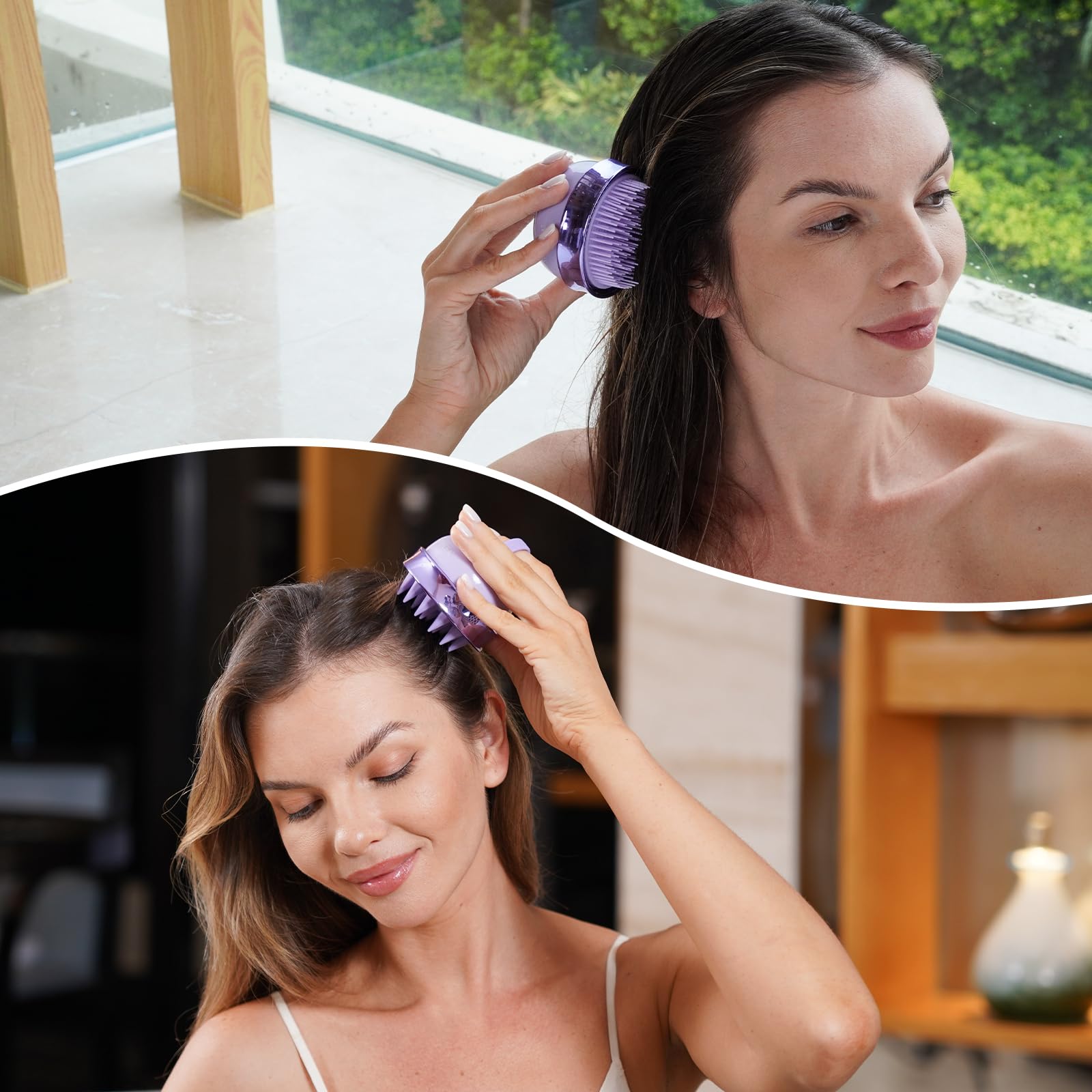 SHINLEA Brosse Massage Cuir Chevelu - Scalp Massager pour Nettoyage en Profondeur, Brosse à Cheveux en Silicone à Double Face, Exfoliation Réduit les Pellicules, pour Cheveux Humides & Secs