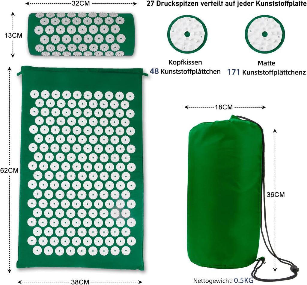 Tapis d'acupression, Tapis d'acupuncture, Tapis d'acupression pour soulager les douleurs de dos et de cou, Ensemble de tapis d'acupression pour la relaxation musculaire et la réduction du stress