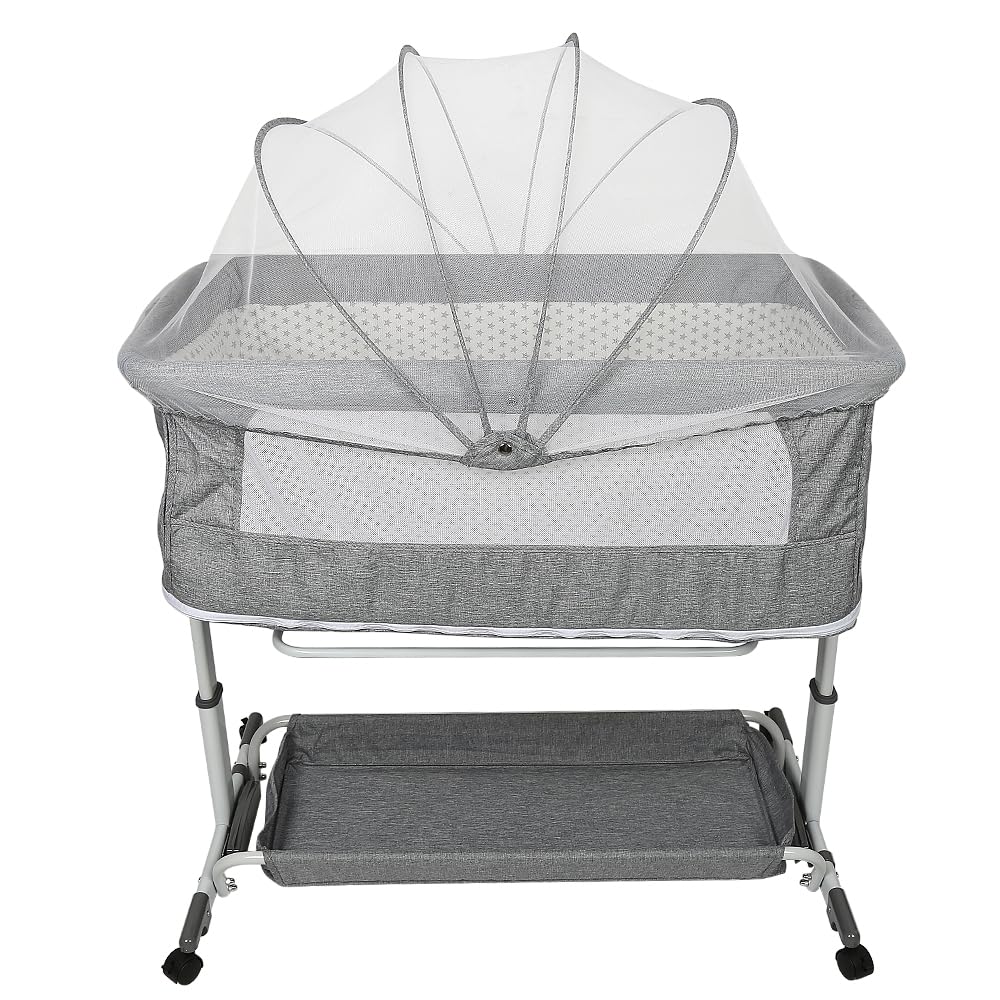 HUOLE Lit Cododo Bebe Berceau Bebe à 4 Niveaux, Couffin pour Dormir Ensemble en Toute Sécurité, Lit d'enfant Portable Facile à Plier pour Nouveau-né/Nourrisson-104 * 52 * 100-110 cm - Blanc cassé