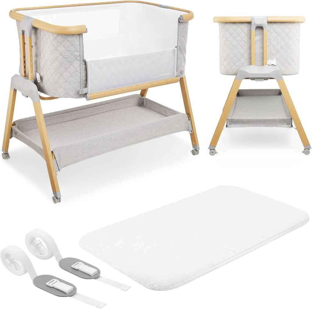Moby-System Dreemy Lit SupéRieur 3 en 1 - Berceau Pliable avec Couffin Bebe - Hauteur 7 Niveaux, roulettes Transport, ÉTagère sous Lit - pour Enfants jusqu'à 9 kg